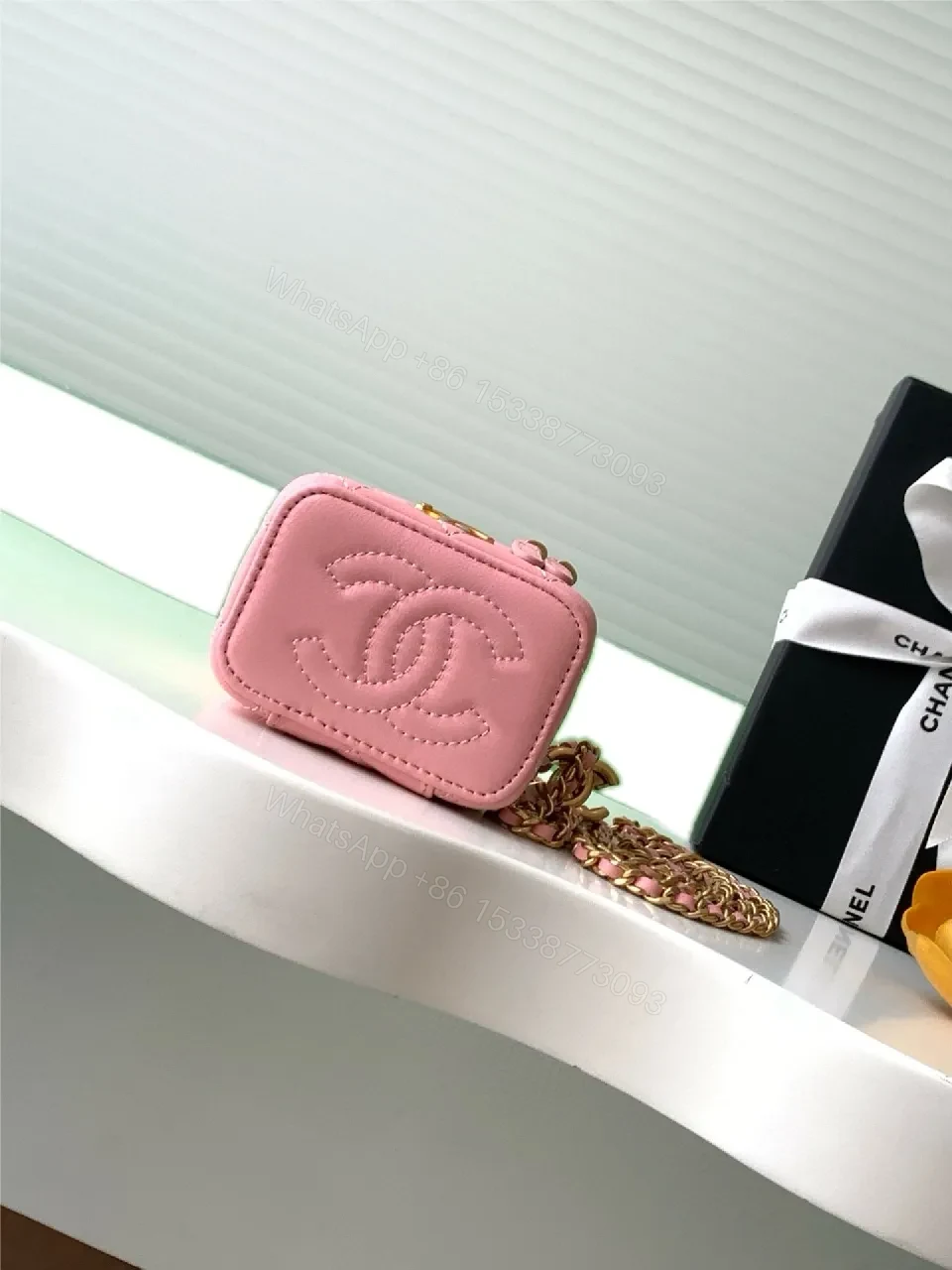 View 7 of Pink Quilted Camera Bag — Gold Hardware, Luxe Mini Satchel