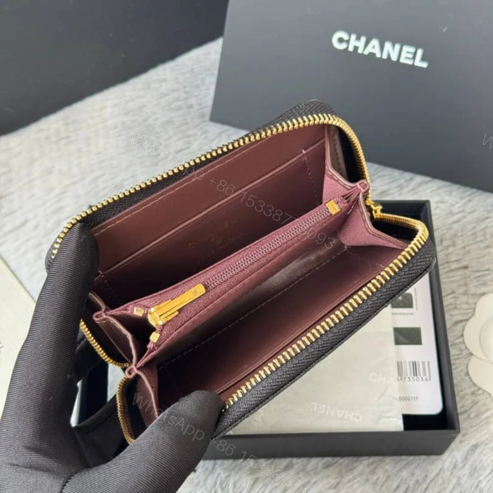View 5 of Chanel Classic Zipped Coin Purse Wallet Gold Tone Metal Black 11Cm AP0216 Y01588 C3906