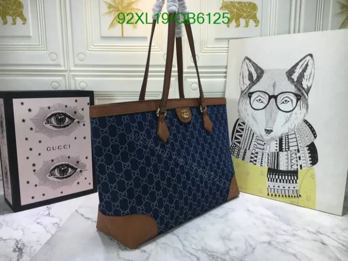 View 2 of Gucci Replica Ophidia Denim GG Medium Blue Tote QB61258 – Luxury AAAA Handbag