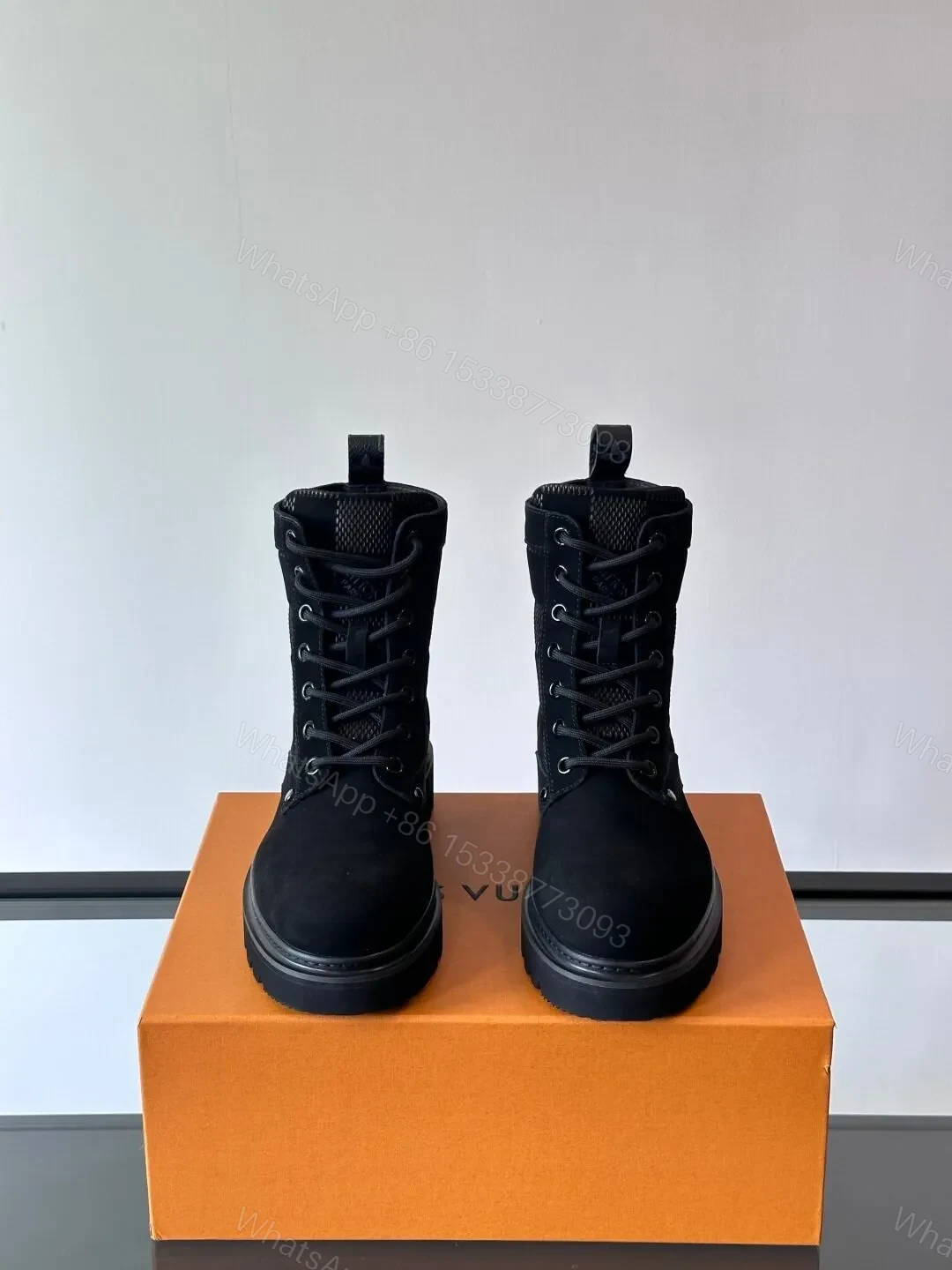 View 2 of LV Men Black Suede Leather Boots