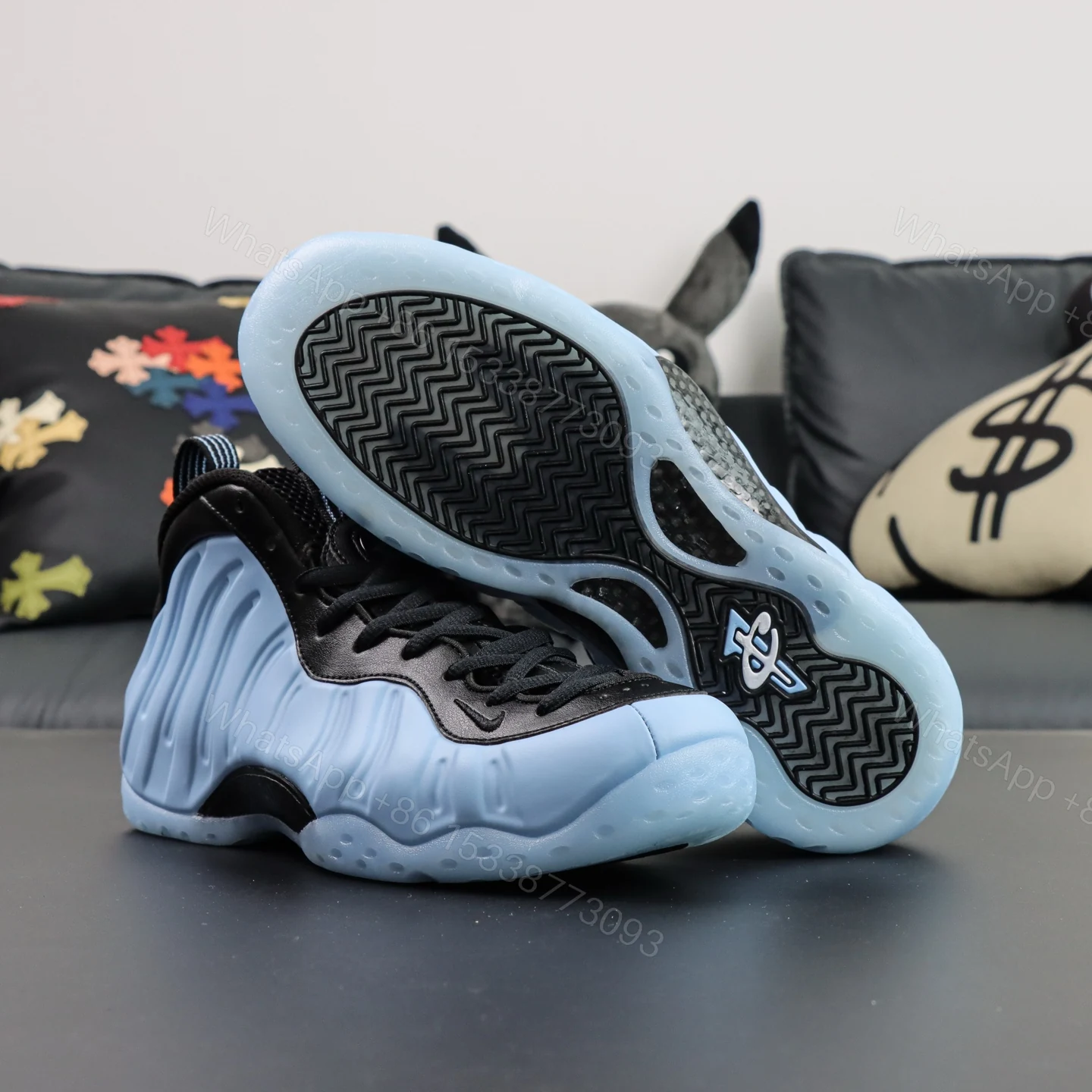 View 3 of Foamposite One “’Psychic Blue and Black”