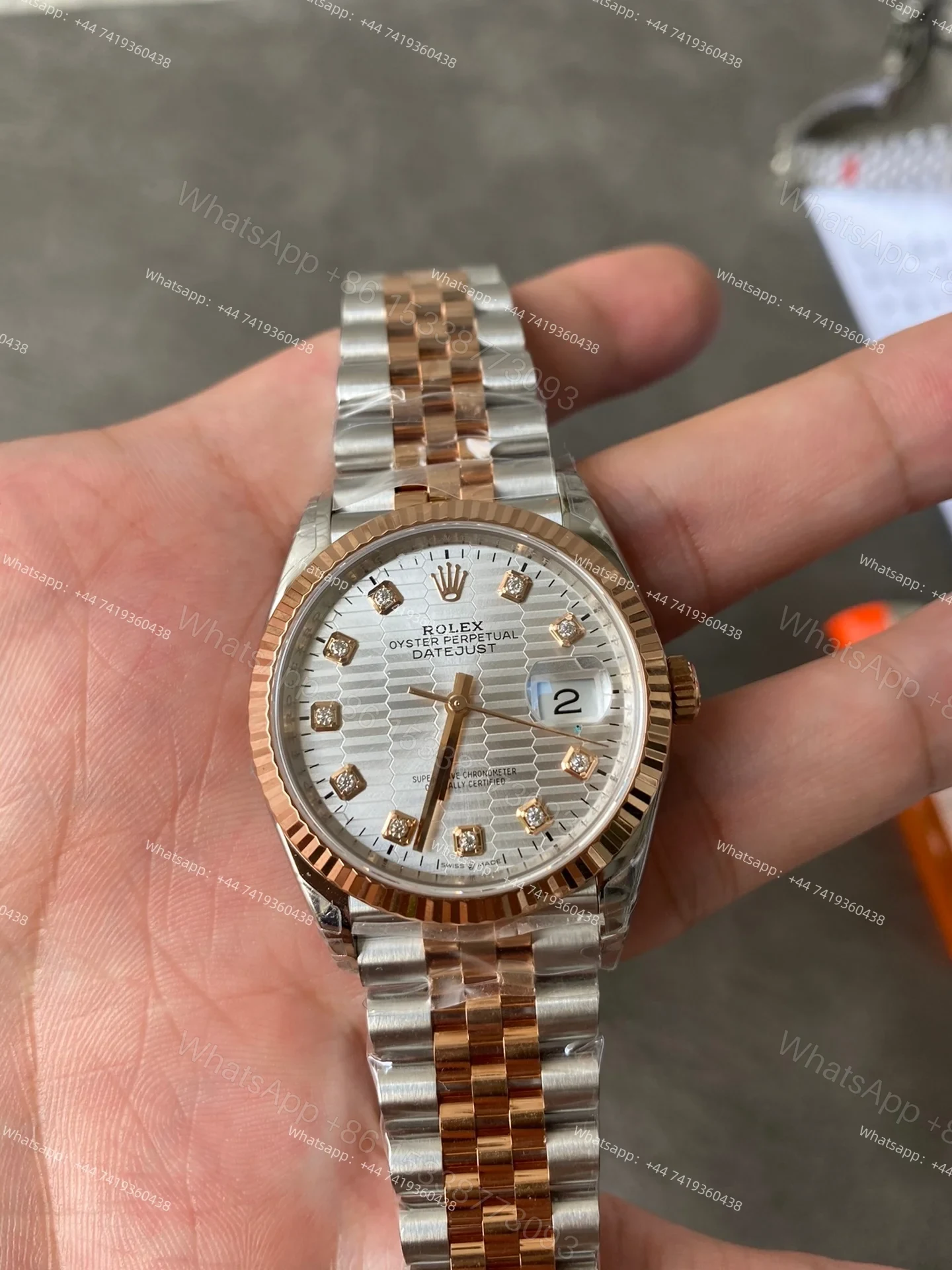 View 2 of Rolex Datejust M126231-0039 1:1 Replica Water Ripple Diamond Silver Dial Jubilee 36MM 3235 Movement Super Clone Watch