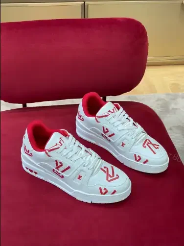 View 6 of LOUIS VUITTON TRAINER LOW-TOP SNEAKERS IN WHITE AND RED – LSVT388
