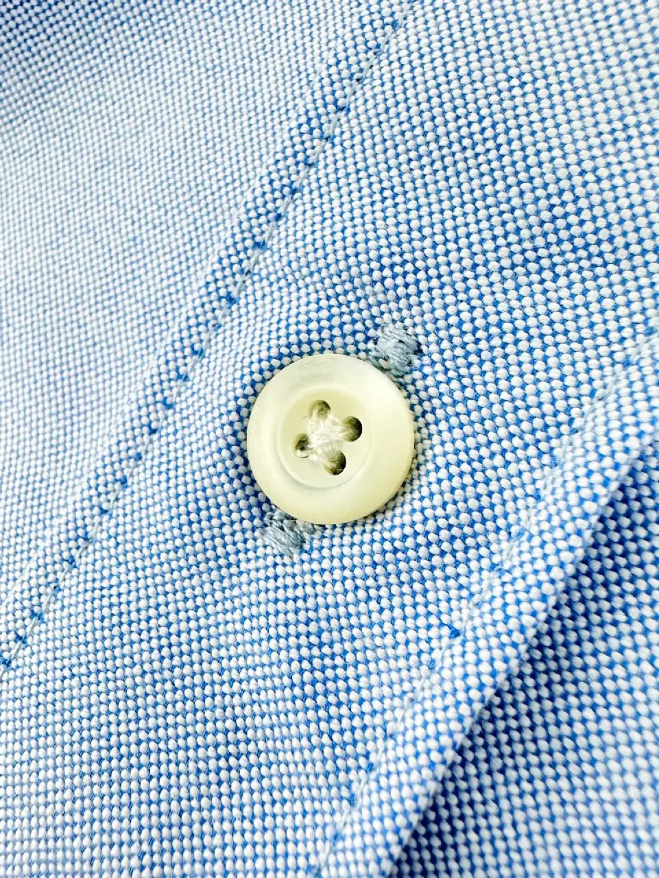 View 8 of Light Blue Cotton Button-Down Shirt, Classic Fit, PRADA Logo
