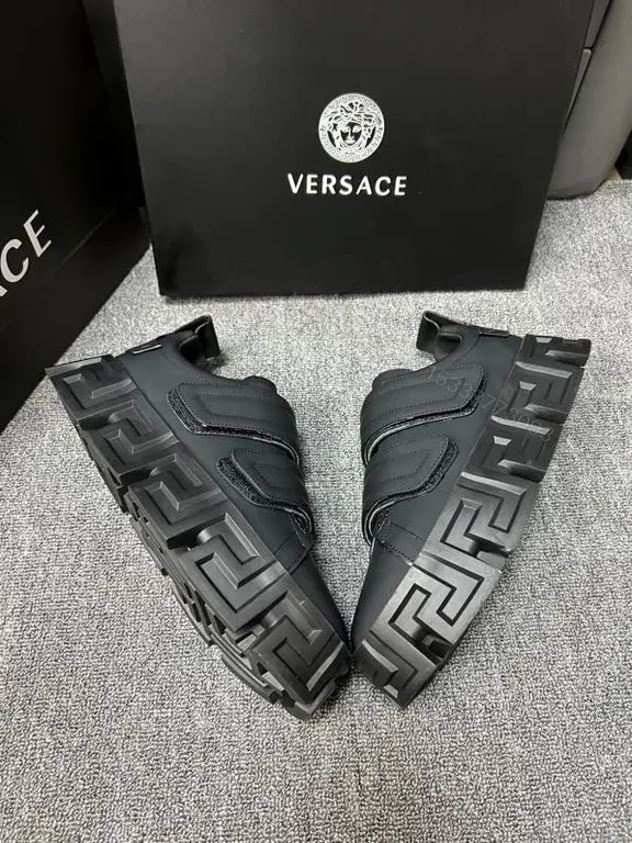View 7 of Versace Black Calf Leather High-Tops with Dual Velcro Straps