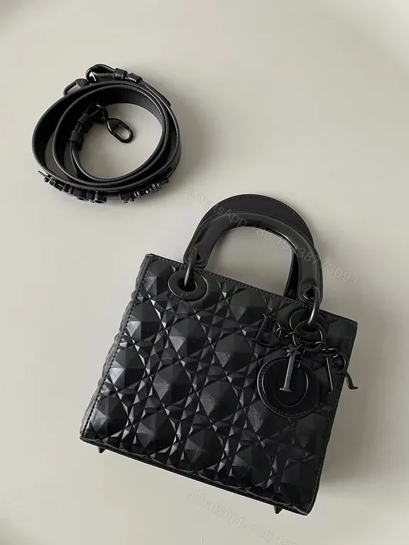 View 2 of Compact Geometric Satchel in Black with Dior Charms