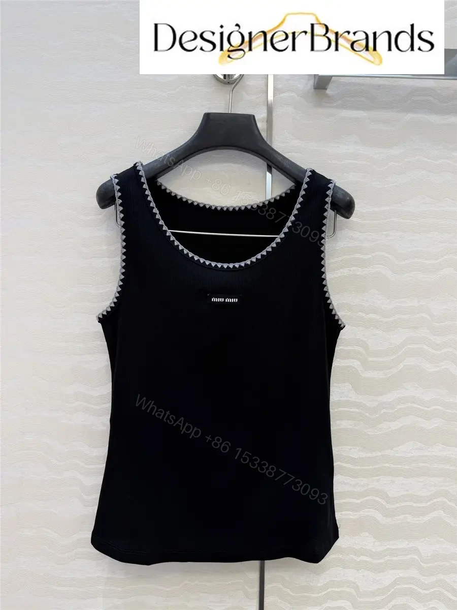 Miu Miu Black Ribbed Sleeveless Tank Top — view 1