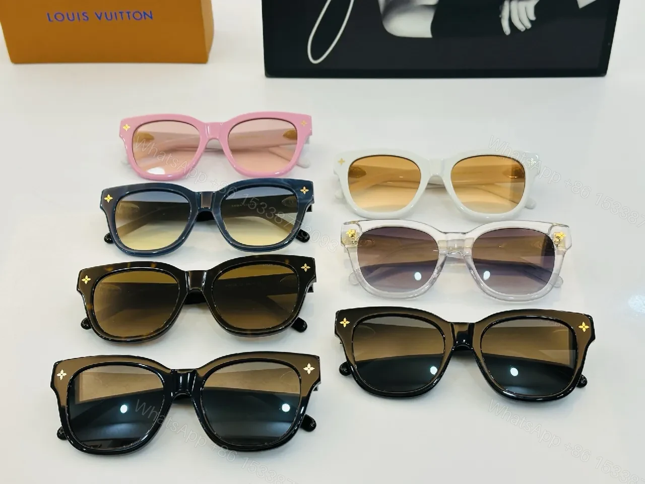 View 6 of Bold Black Frame Sunglasses with Luxe Monogram Detailing