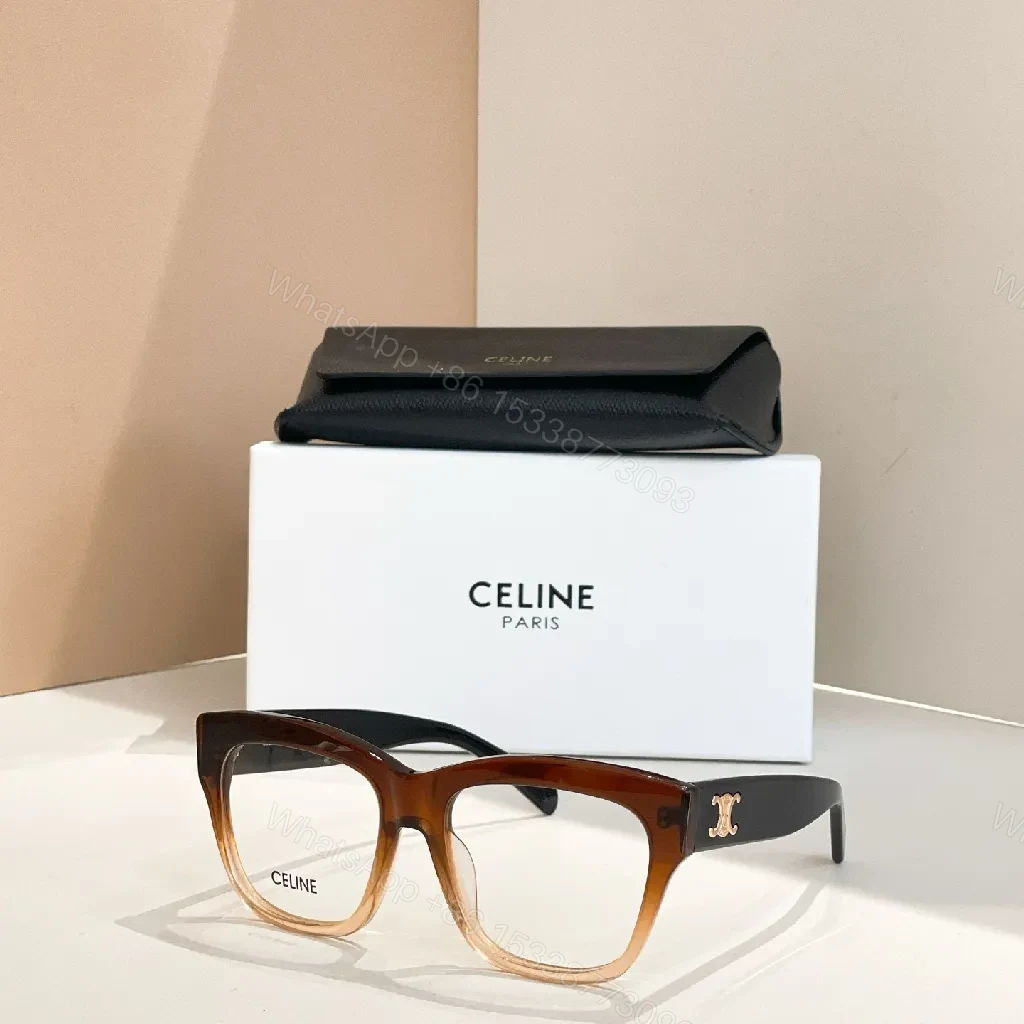 View 3 of Chic Black Acetate Cat-Eye glasses with Gold Logo Case