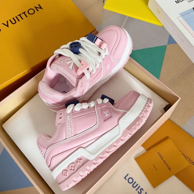 View 4 of Pink Luxe Louis-Inspired Sneaker: Sculpted Comfort, High-Top