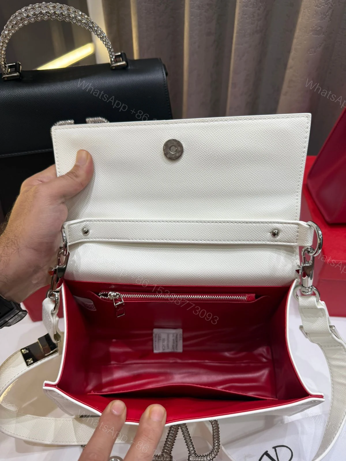View 9 of FIRST COPY VALENTINO STONE GARAVANI LOGO TOP HANDLE BAG