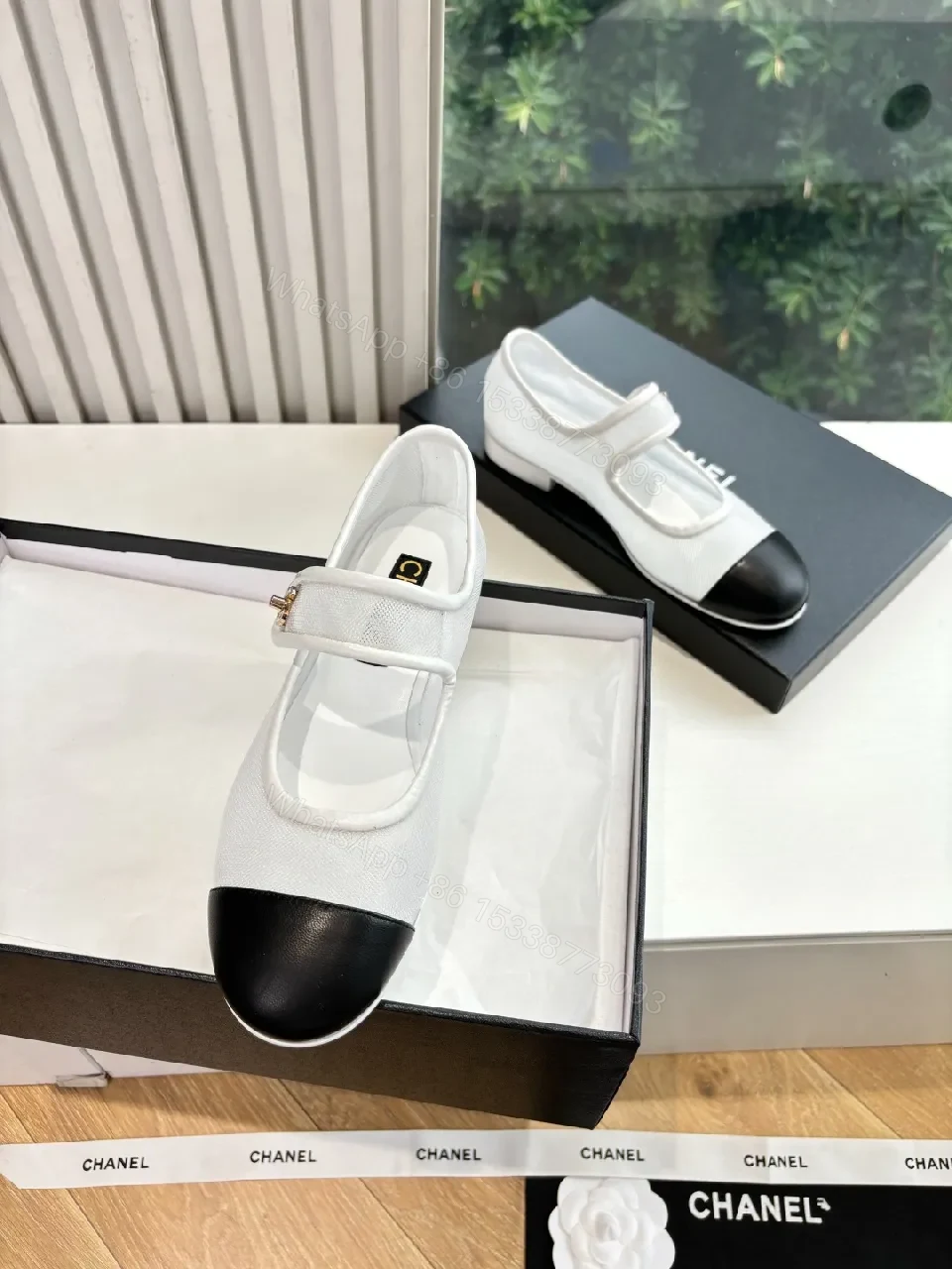 View 8 of White Canvas Mary-Jane Sneakers with Black Cap Toe - Luxe Comfort