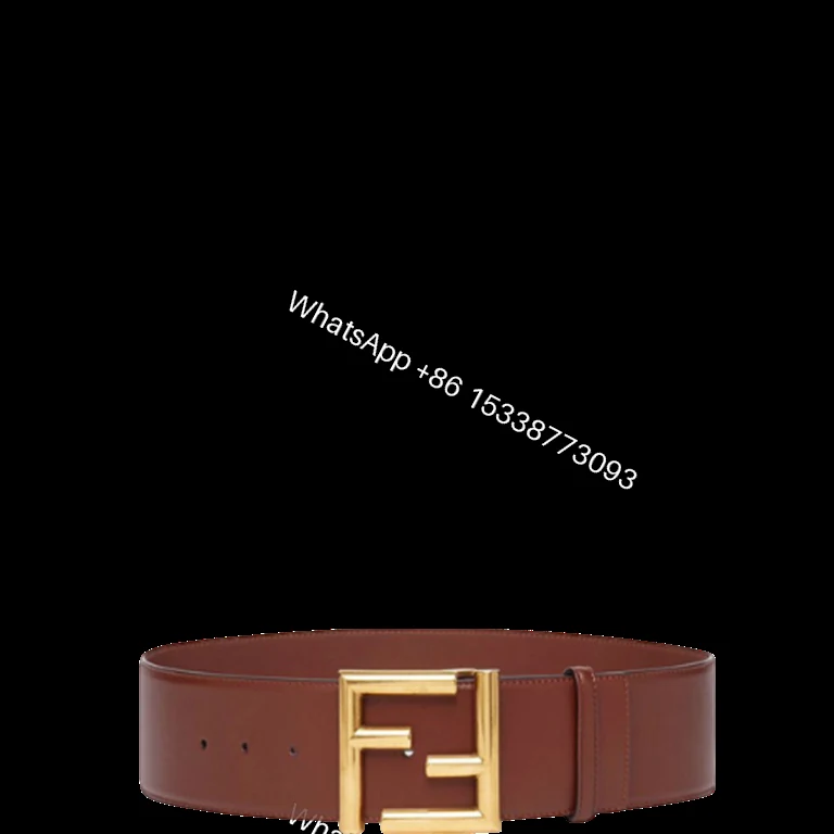 FENDI BROWN LEATHER BELT WITH FENDI GOLD BUCKLE 40MM — view 1