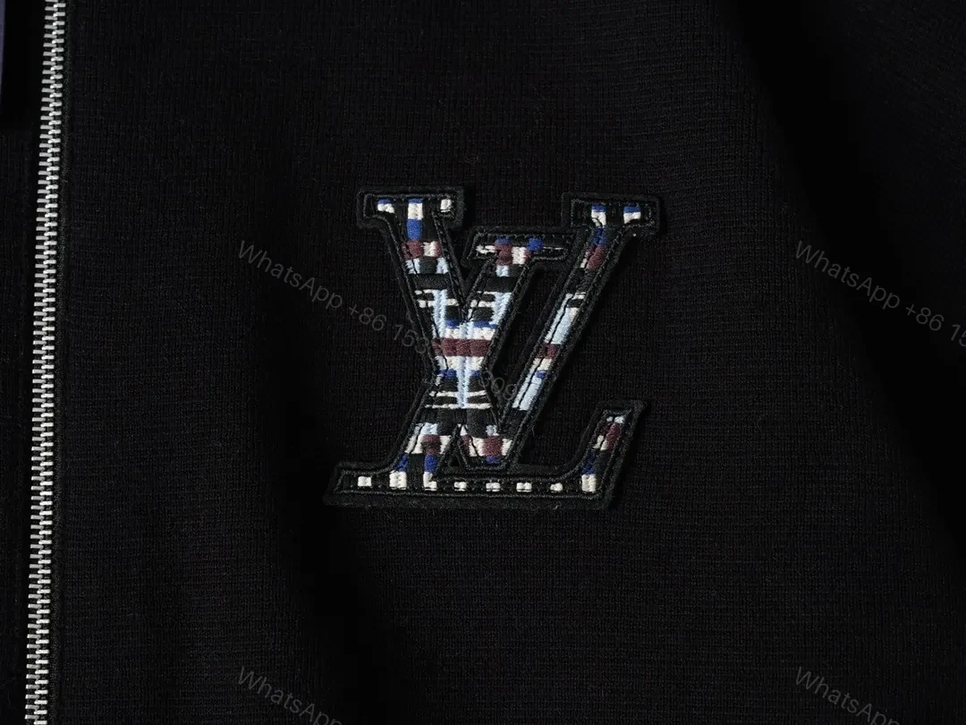 View 2 of Bold Black Zip Jacket with Textured LV Detailing