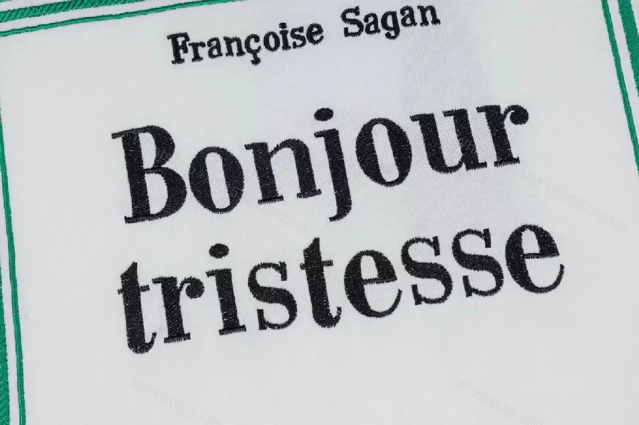 View 2 of Bonjour Tristesse Tee: Designer-Inspired Graphic, White, Boxy Fit