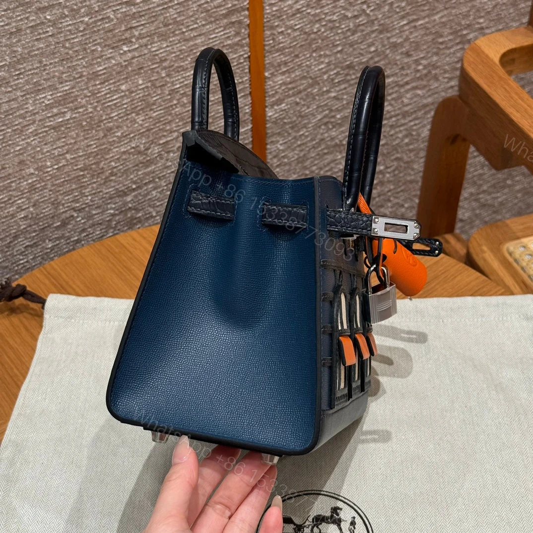 View 2 of HERMES BIRKIN FAUBOURG TOUCH 20 IN NAVY BLUE WITH SILVER HARDWARE
