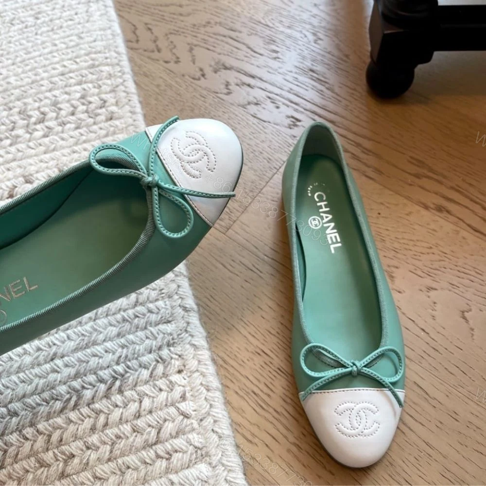 View 9 of Chanel Ballet Flats Light Green And White