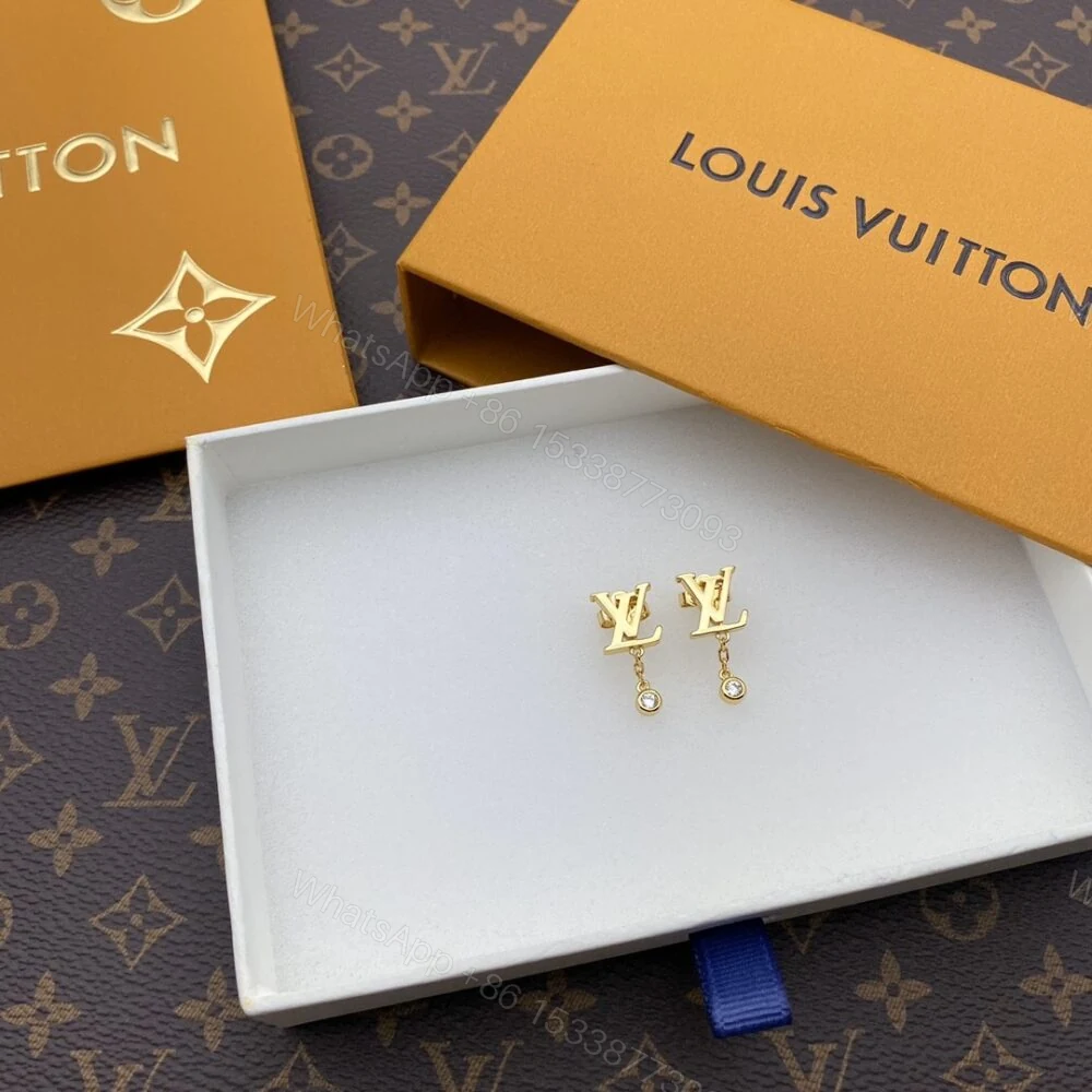 View 4 of Louis Vuitton Gold And Diamond Earrings Q96495