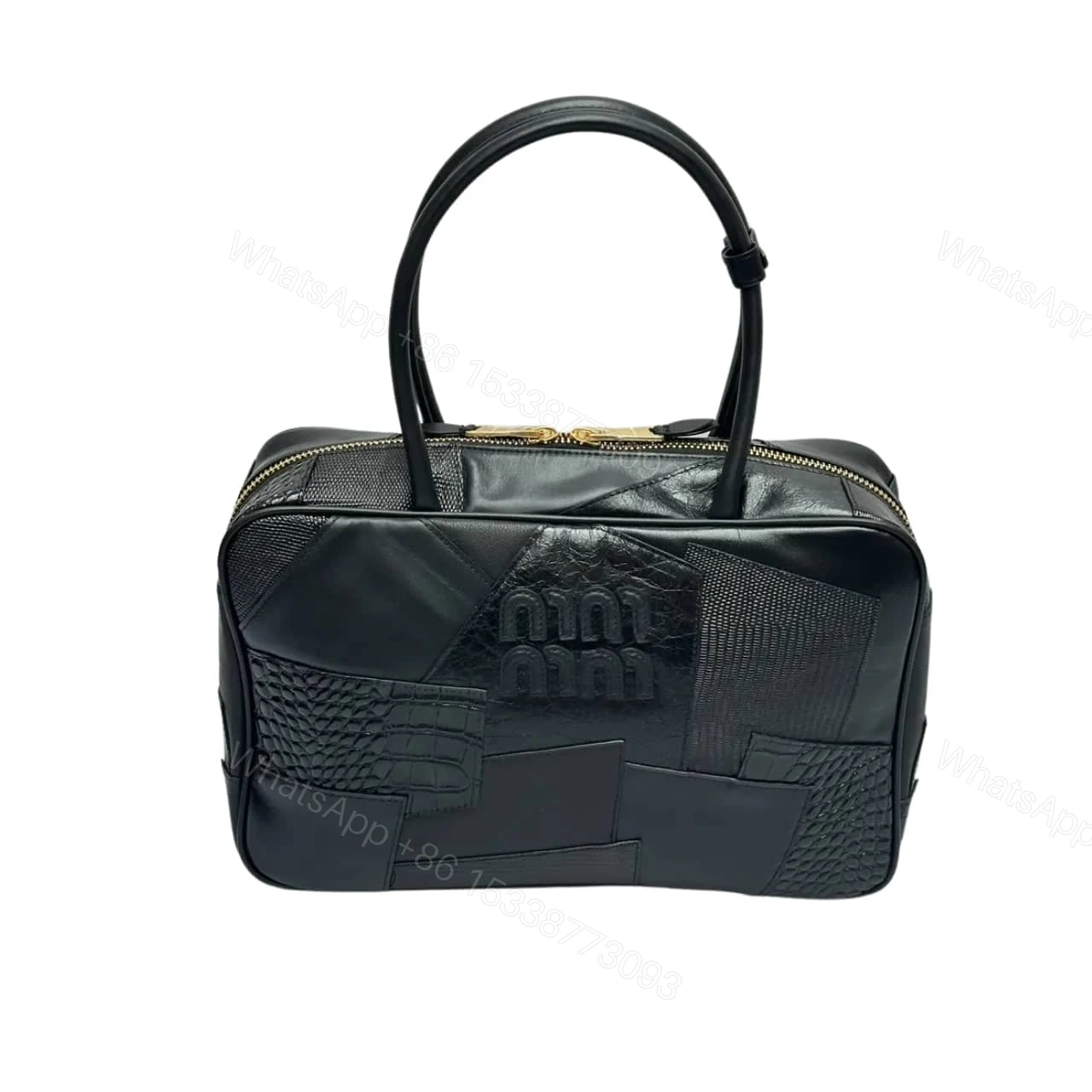 MIUMIU PATCHWORK BEAU BAG BLACK 35CM — view 1