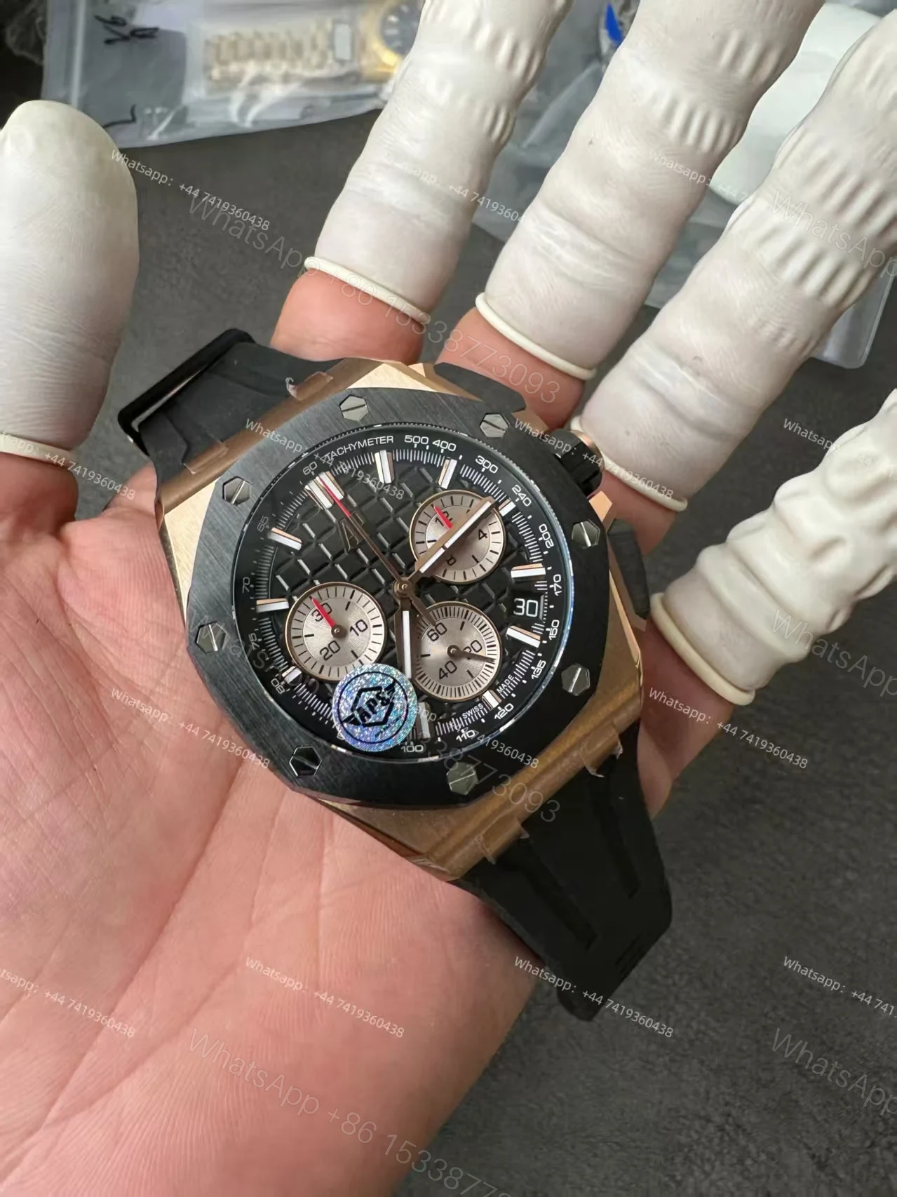View 7 of Audemars Piguet Super Clone Royal Oak Offshore Rose Gold 26420 Black Dial Chronograph 43mm