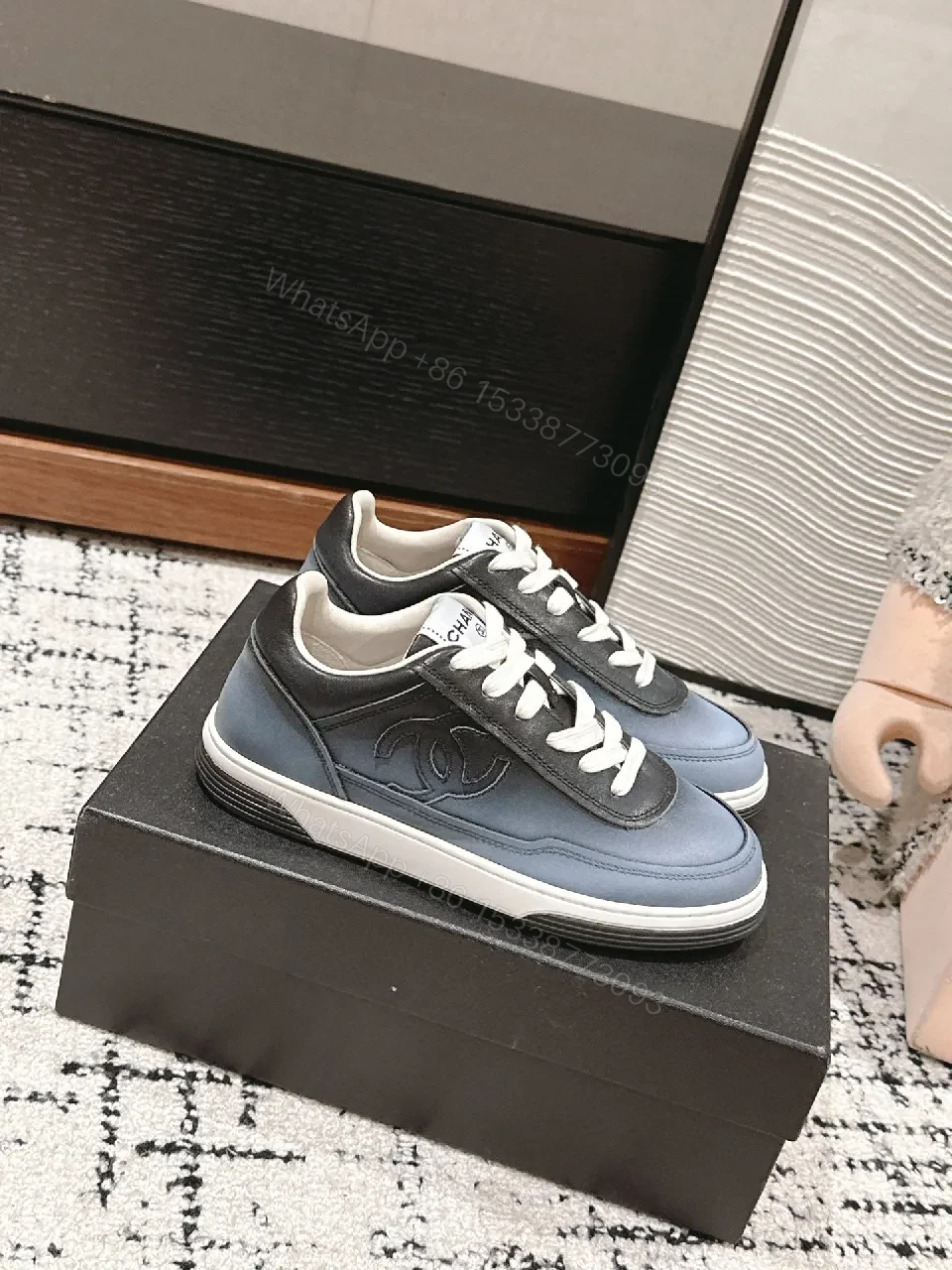 View 9 of Gradient Leather Sneakers: Urbane Comfort, Polished Detail