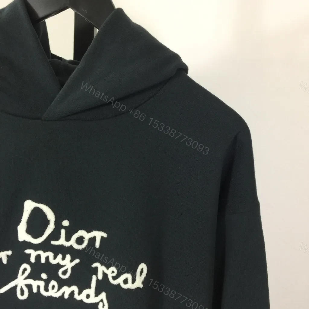 View 8 of White-on-Black Luxury Hoodie with Scripted Logo