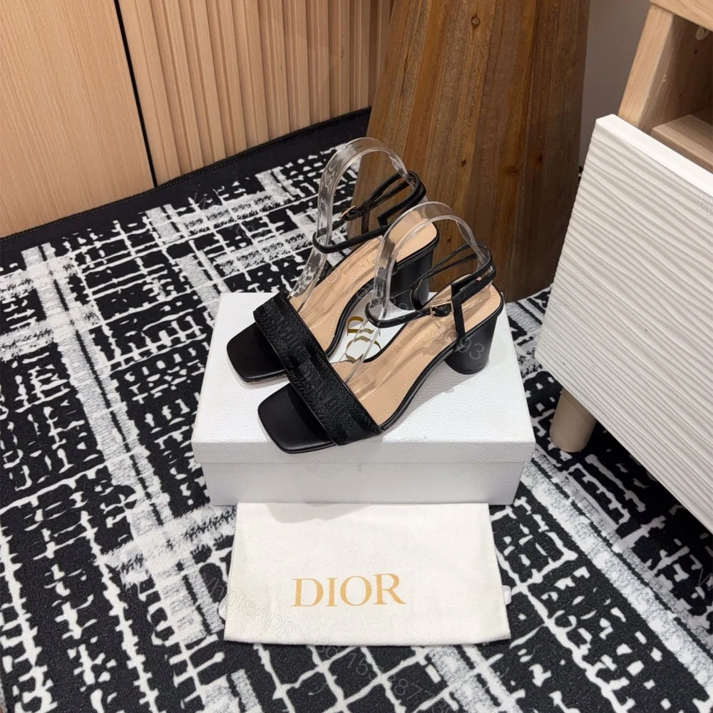 View 4 of 高仿Dior*Dway系列KDQ896一字高跟刺繡涼鞋黑色免檢版