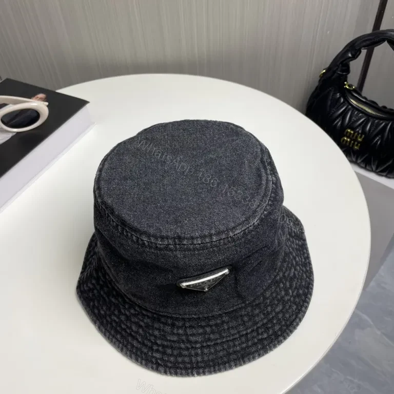 View 3 of Dark Denim Prada Badge Bucket Hat