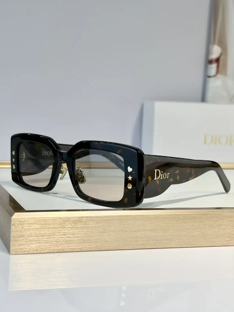 View 3 of Oversized Black Gold Sunglasses – Luxe Dior-Inspired Glam