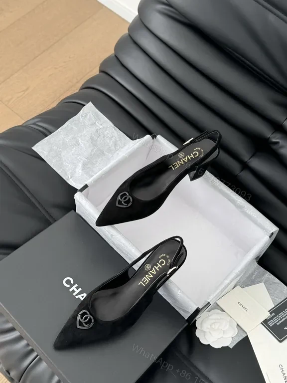 View 9 of Chanel-Style Black Suede Slingbacks: Luxe Everyday Heels