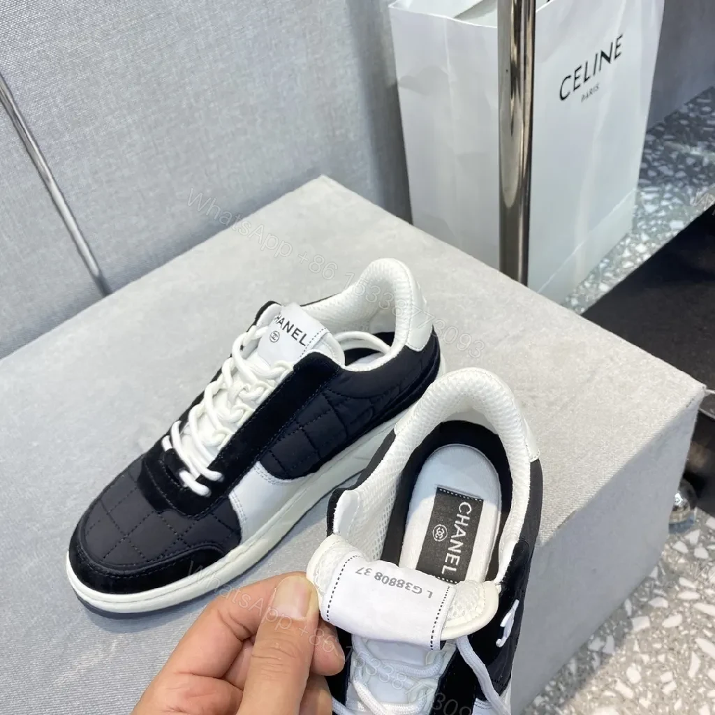View 8 of Black & White Quilted Low-Top Sneaker with Luxe Comfort