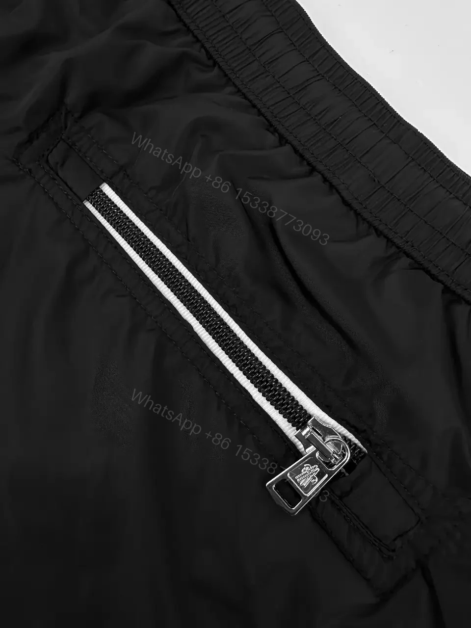 View 3 of Black Nylon Classic Swim Shorts with Drawstrings, Moncler Logo