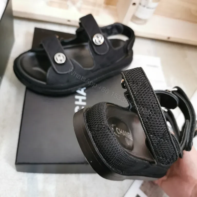 View 8 of Chic Chanel-Inspired Sandals: Luxury Comfort Black