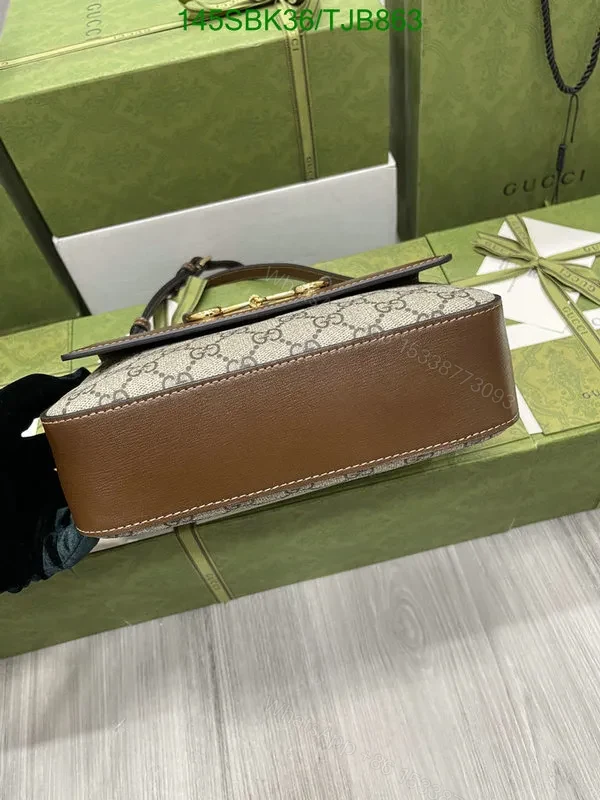 View 7 of Gucci Beige and Ebony Shoulder Bag featuring GG Supreme Canvas 645454