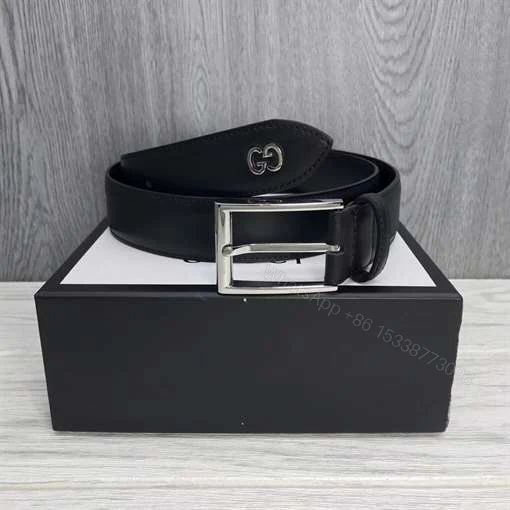 View 7 of GUCCI LEATHER BELT WITH GG DETAIL – B46