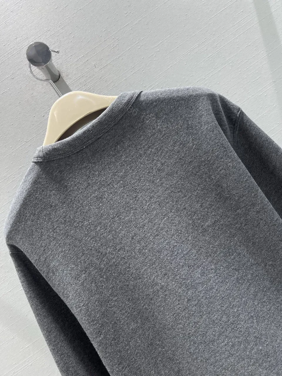 View 5 of Grey Cotton Fleece Crewneck Sweatshirt, Subtle Luxury, Everyday Comfort