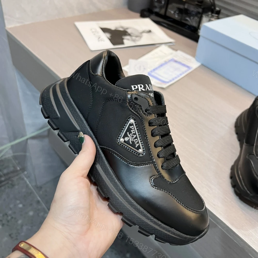 View 6 of Prada Prax 01 Re Nylon And Brushed Leather Sneaker Black 2EE369 3LF5 F0632 F G000