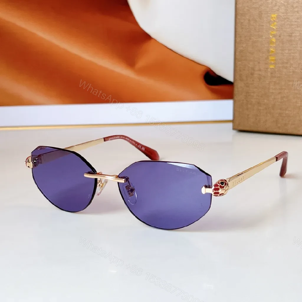 View 6 of Rose Gold Rimless Oval Shield Sunglasses, Luxury Style