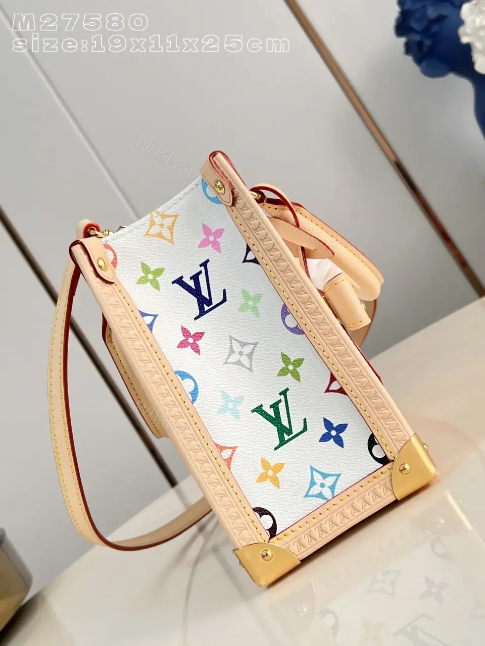 View 7 of Rainbow Monogram Satchel: Colorful Luxury, Structured Craftsmanship