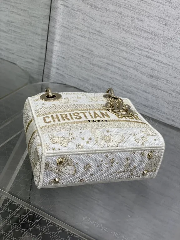 View 8 of Pale Ivory Leather Mini Bag with Gold Hardware - Dior-Inspired Style
