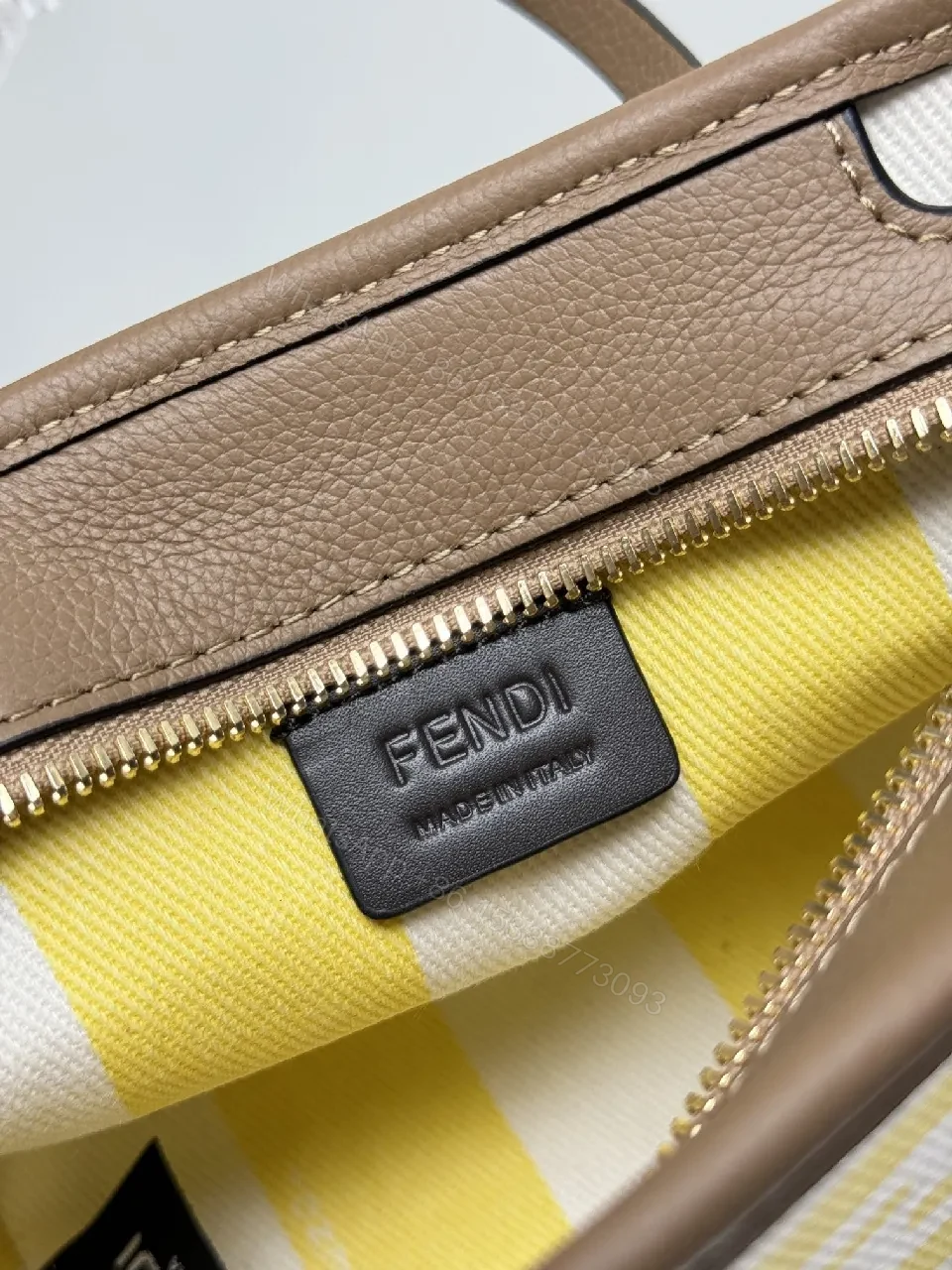 View 8 of Yellow Canvas Tote, Geometric Print, Mini, Structured, Everyday Luxury Tote