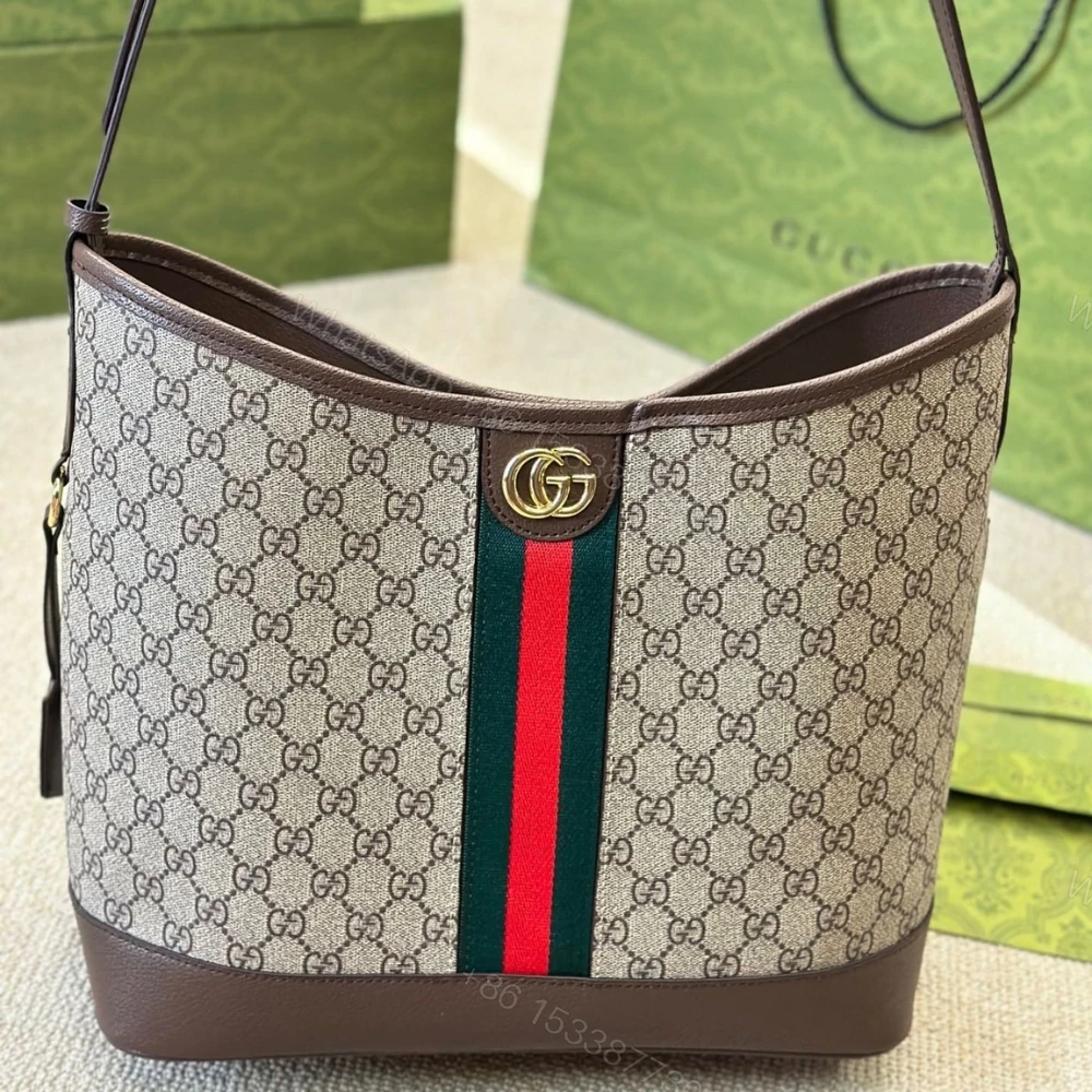 View 3 of Gucci Ophidia GG Small Shoulder Bag Beige And Ebony 33Cm 781402 96IWG 8745