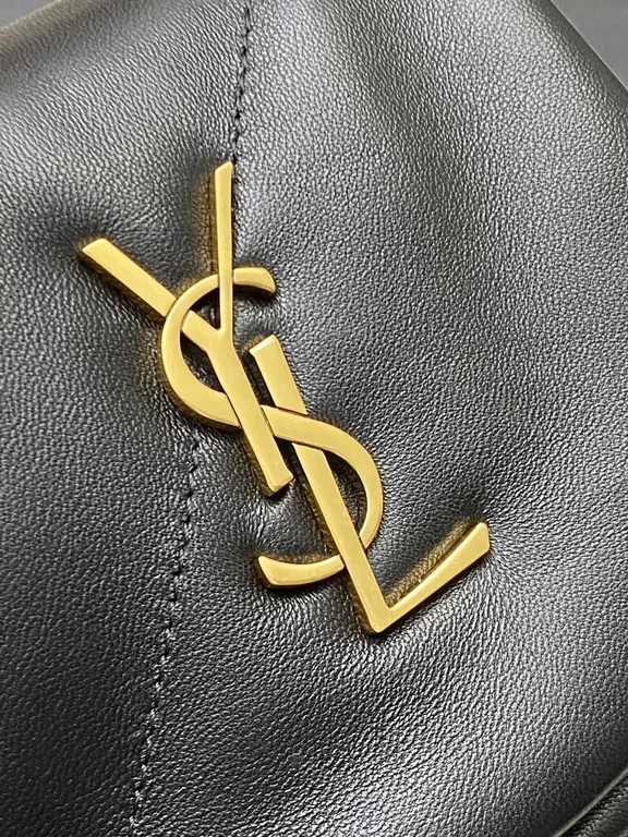 View 4 of Compact Luxe Crossbody: Gold-YSL Monogram Leather Bag