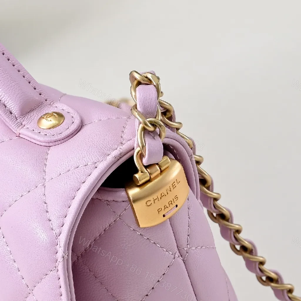 View 9 of Chic Quilted Carryall Bag: Soft Pink, Gold Chain, Luxe Carryall
