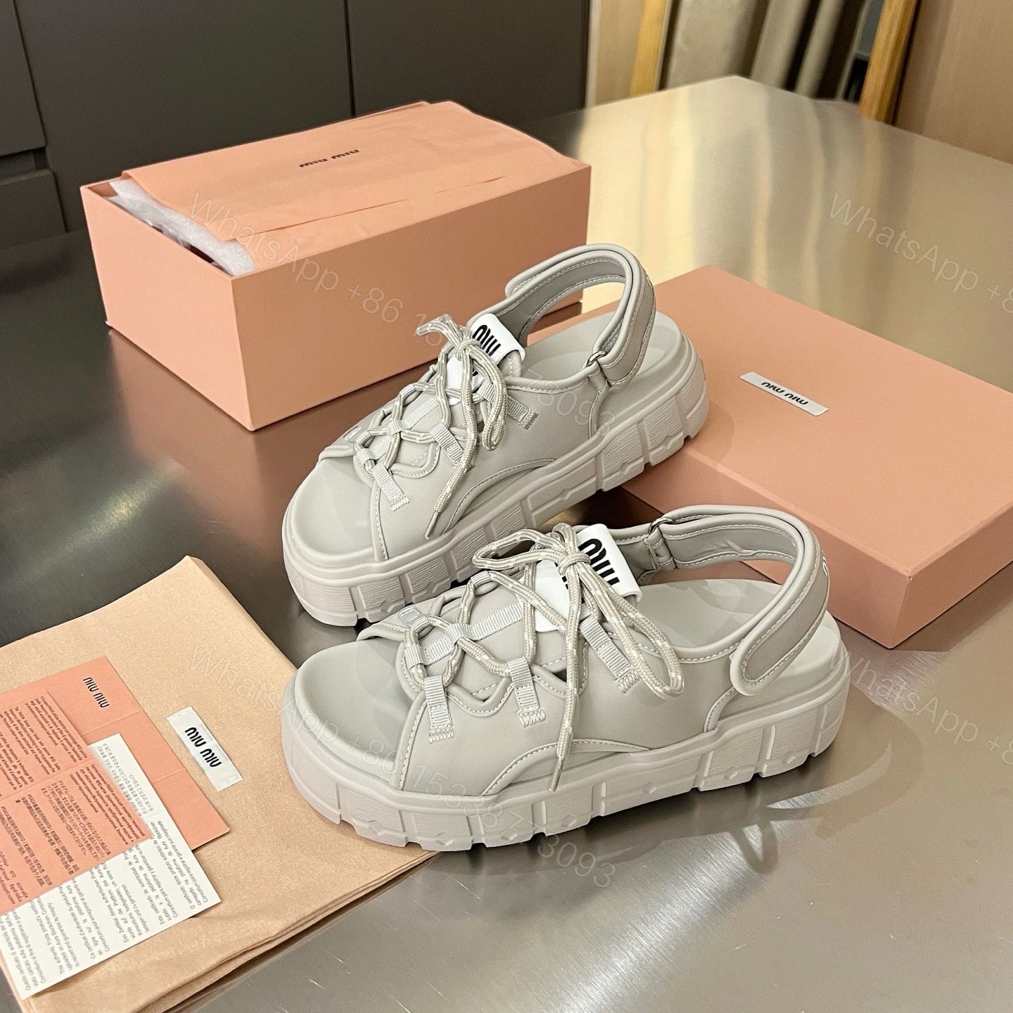 View 5 of MIUMIU CHUNKY NEOPRENE SANDALS CHALK 5X418E 30K F0354 F 050