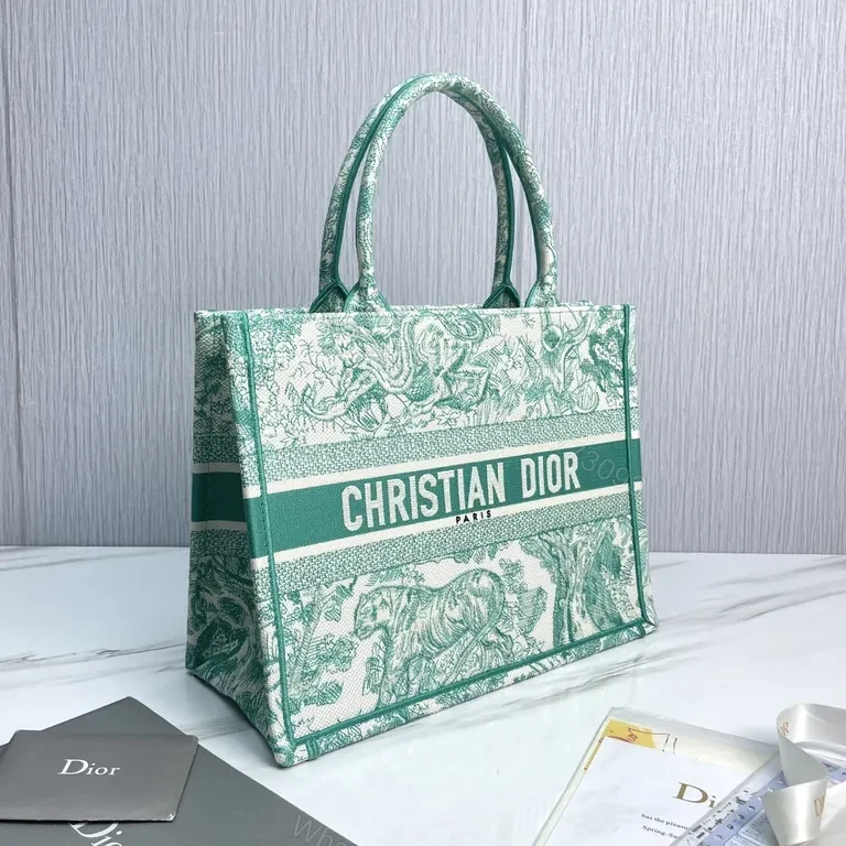 View 7 of Green Toile Signature Tote: Dior-Brand Structured Luxury Bag