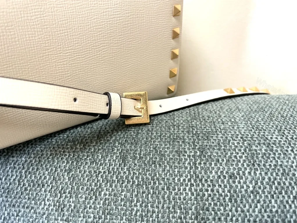 View 9 of Ivory Rockstud Box Bag: Valentino Garavani Mini Crossbody