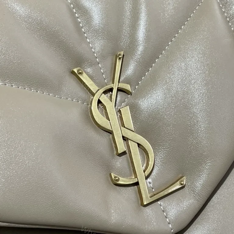 View 7 of Quilted Beige Saint Laurent-Inspired Crossbody Bag