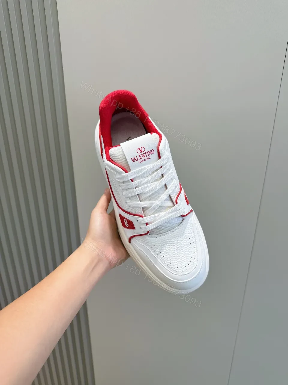 View 9 of White Leather Platform Sneakers with Red Piping, Casual Luxe Style, All-Day Comfort