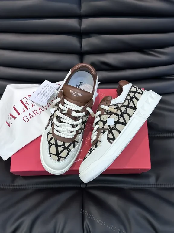 View 4 of Valentino Garavani High-Top Sneakers: Brown Leather Luxe